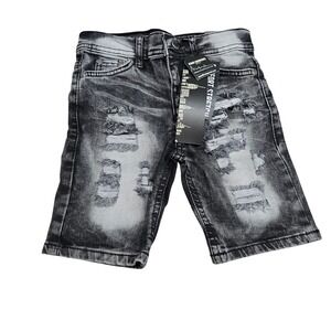 Road Narrows Denim Shorts Kids 4T Black Blast Distressed Ripped Stretch Jean NYC